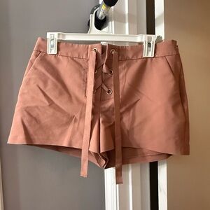 Express High-Waist Lace-Up Shorts in Rust